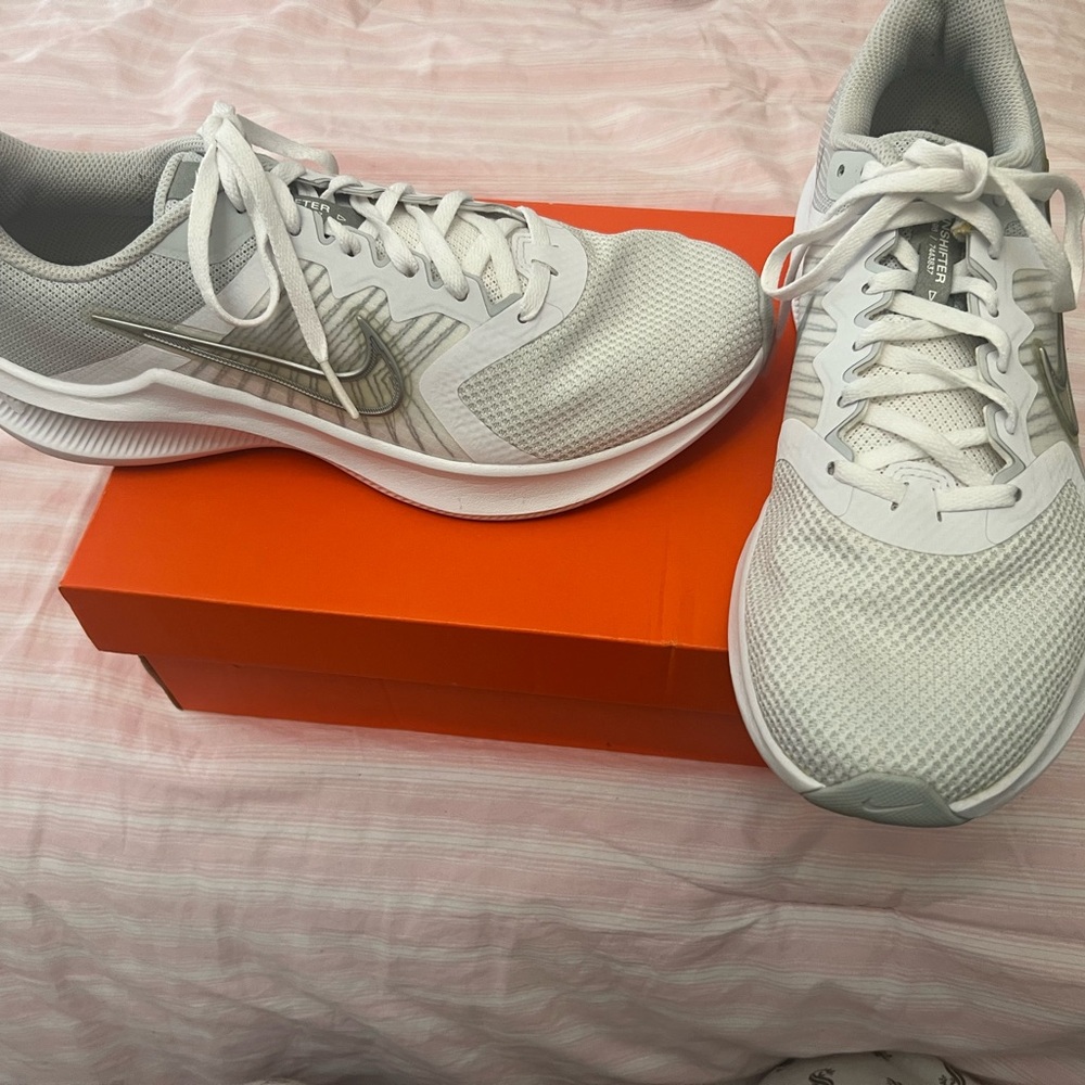 Nike Downshifter 11 in White and Metallic Silver worn twice. Clean